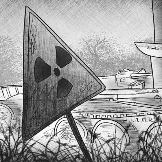 Limpiando la 3a unidad de potencia de Chernobyl: una escoba, un cubo con trapo y una pala